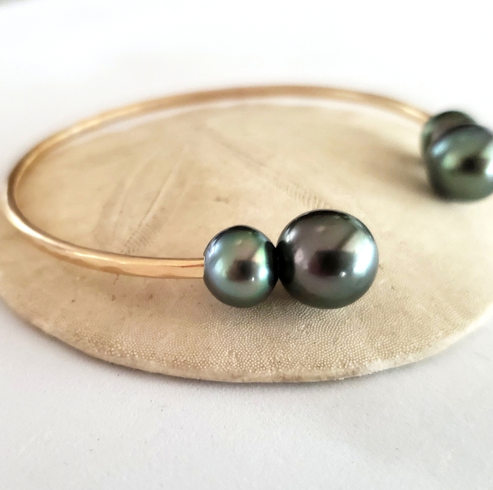 Tahitian pearl cuff gold filled made to order